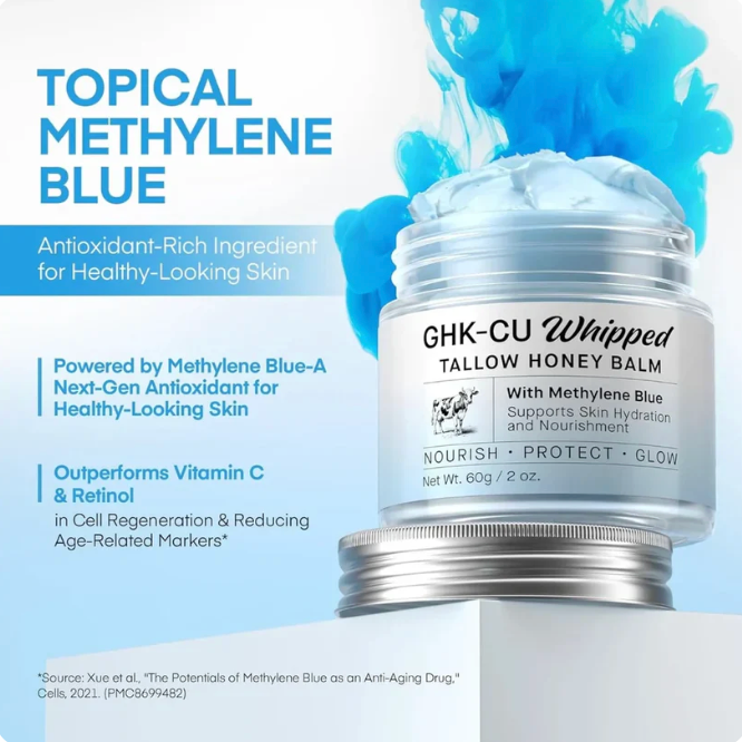 GHK-CU Whipped Tallow Honey Balm with Methylene Blue