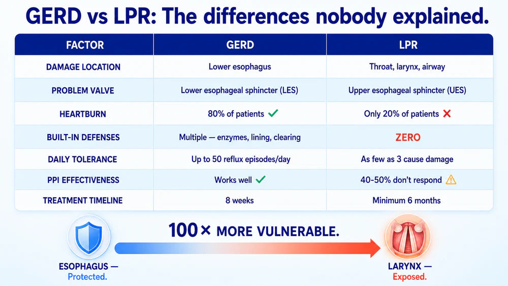 GERD vs LPR comparison table