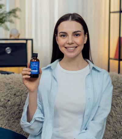 Woman holding product