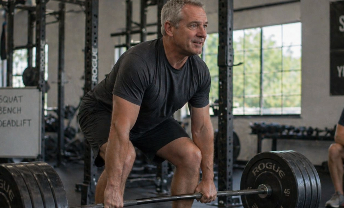 Man deadlifting in gym