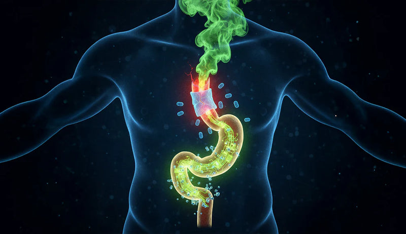 Person holding chest with esophageal pain