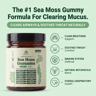 Sea Moss 16-In-1 Wellness Gummies To Clear Mucus & Restore Respiratory Health