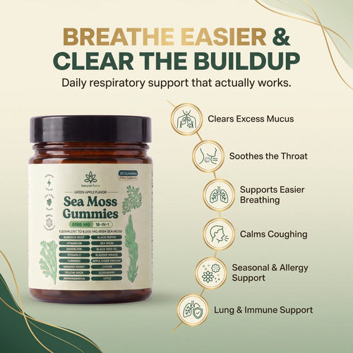 Sea Moss 16-In-1 Wellness Gummies To Clear Mucus & Restore Respiratory Health