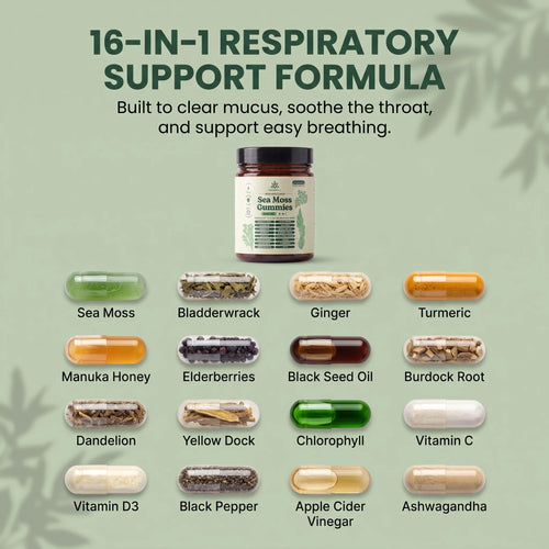 Sea Moss 16-In-1 Wellness Gummies To Clear Mucus & Restore Respiratory Health
