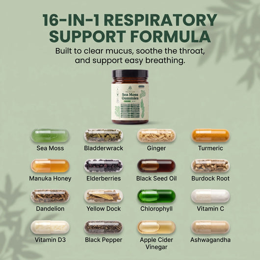 Sea Moss 16-In-1 Wellness Gummies To Clear Mucus & Restore Respiratory Health